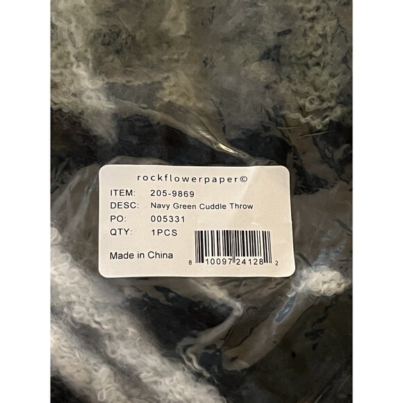 Rock Flower Paper Cuddle Throw Blanket Navy Blue Green Plaid 50X60” 205-9869 - Picture 5 of 8